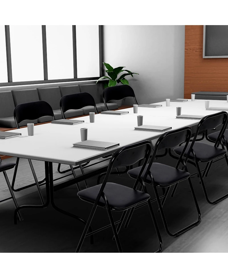 Folding Chairs with Padded Seats, for Desks Home Office Steel Guest Reception Party Poker Stackable Conference Chairs - Set of 4