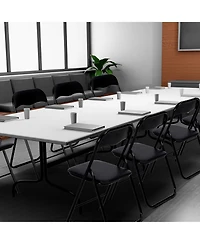 Folding Chairs with Padded Seats, for Desks Home Office Steel Guest Reception Party Poker Stackable Conference Chairs - Set of 4