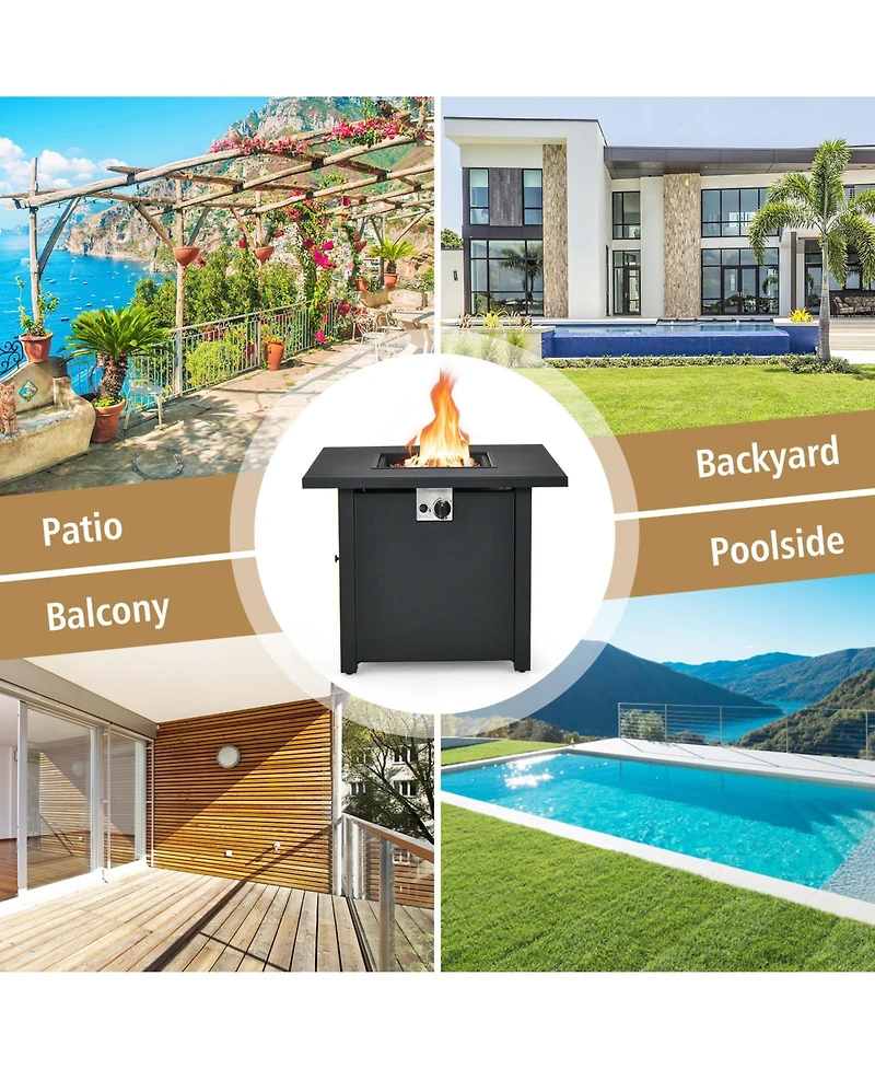 Skonyon 50000 Btu 32 Inch Square Propane Gas Fire Pit Table