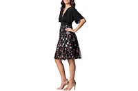 Kiyonna Women's Lillian Embroidered Mesh Midi Cocktail Dress