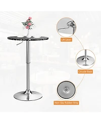 Sugift 360° Swivel Cocktail Pub Table with Sliver Leg and Base-Black