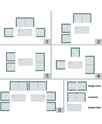 Sugift 4 Pieces Comfortable Outdoor Rattan Sofa Set with Glass Coffee Table-Gray