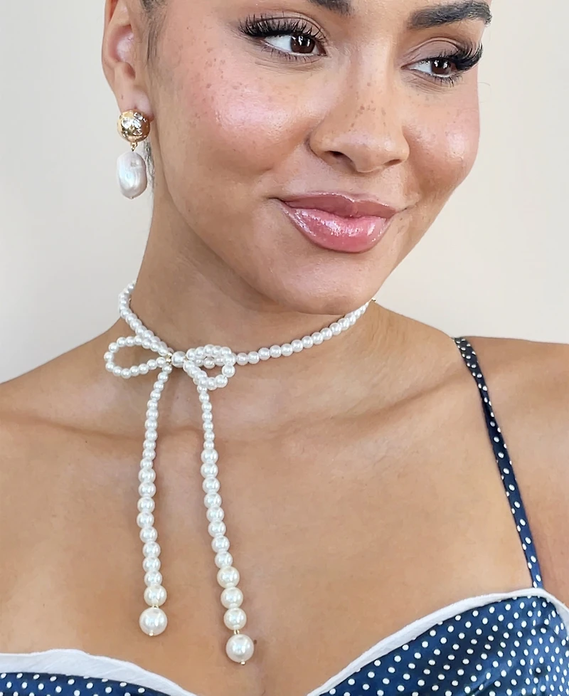 Ettika Venus Mother of Pearl Choker Bow Necklace