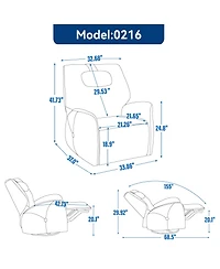 Streamdale Beige Swivel Recliner with Lumbar Pillow, Usb/C Ports