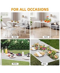 gaomon Folding Table, Portable Folding Card Rectangle Table with Sturdy Metal Frame, Pu Leather Upholstered Foldable Table