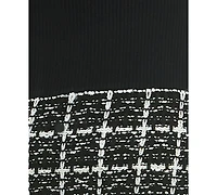 Bcx Juniors' Combo Tweed-Skirt Long-Sleeve Dress