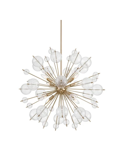 Possini Euro Design Dandelion 30" Modern Pendant Chandelier Ceiling Light Fixture Dining Room Over Table Sputnik 8-Light Satin Gold Finish
