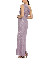 Mac Duggal Women's Sequined Ruched One Shoulder Gown