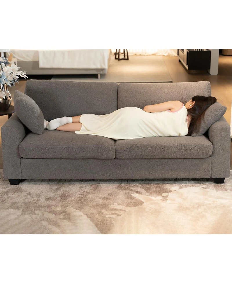 gaomon 83" Loveseat Sofa for Living Room, Modern Simple Teddy Couch with Wide Armrest