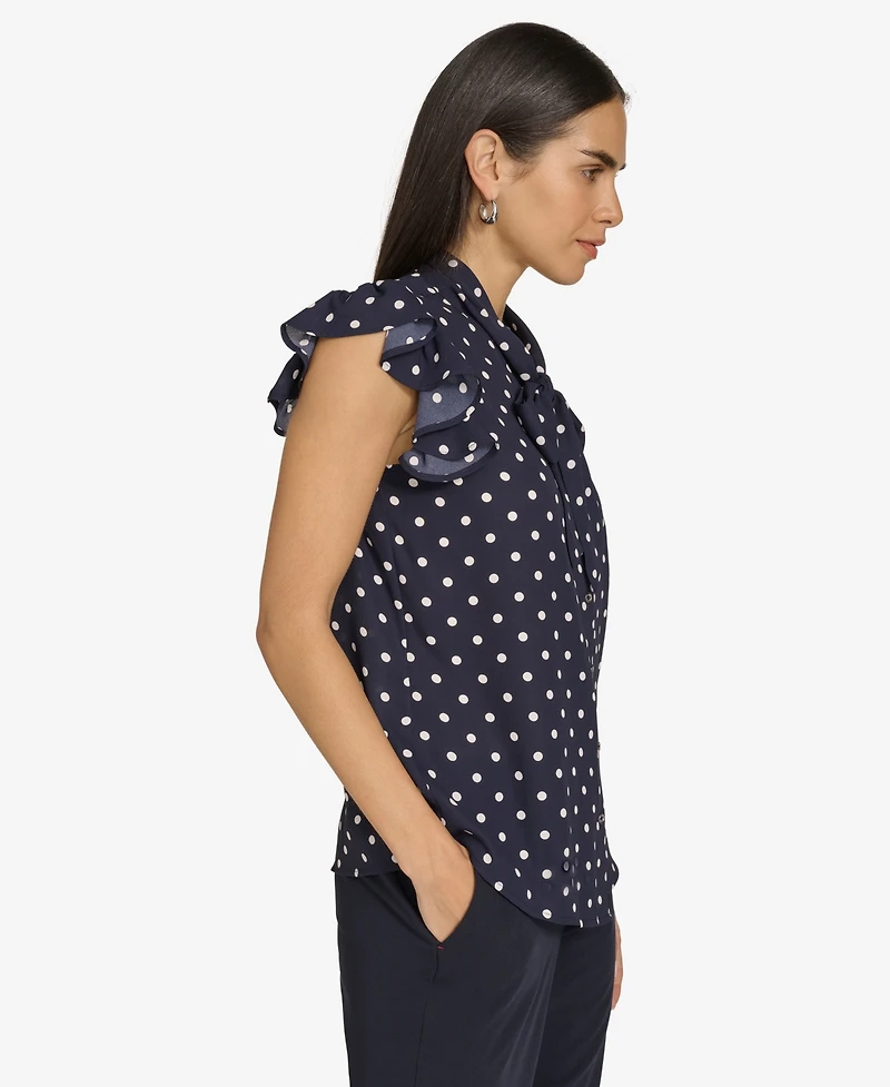 Tommy Hilfiger Women's Ruffle-Sleeve Bow Blouse