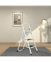 Flynama 3 Step Ladder Folding Step Stool , Lightweight Step Stools for Adults with Anti-Slip Pedal, Portable Steel Handrails Step Ladder Withstanding