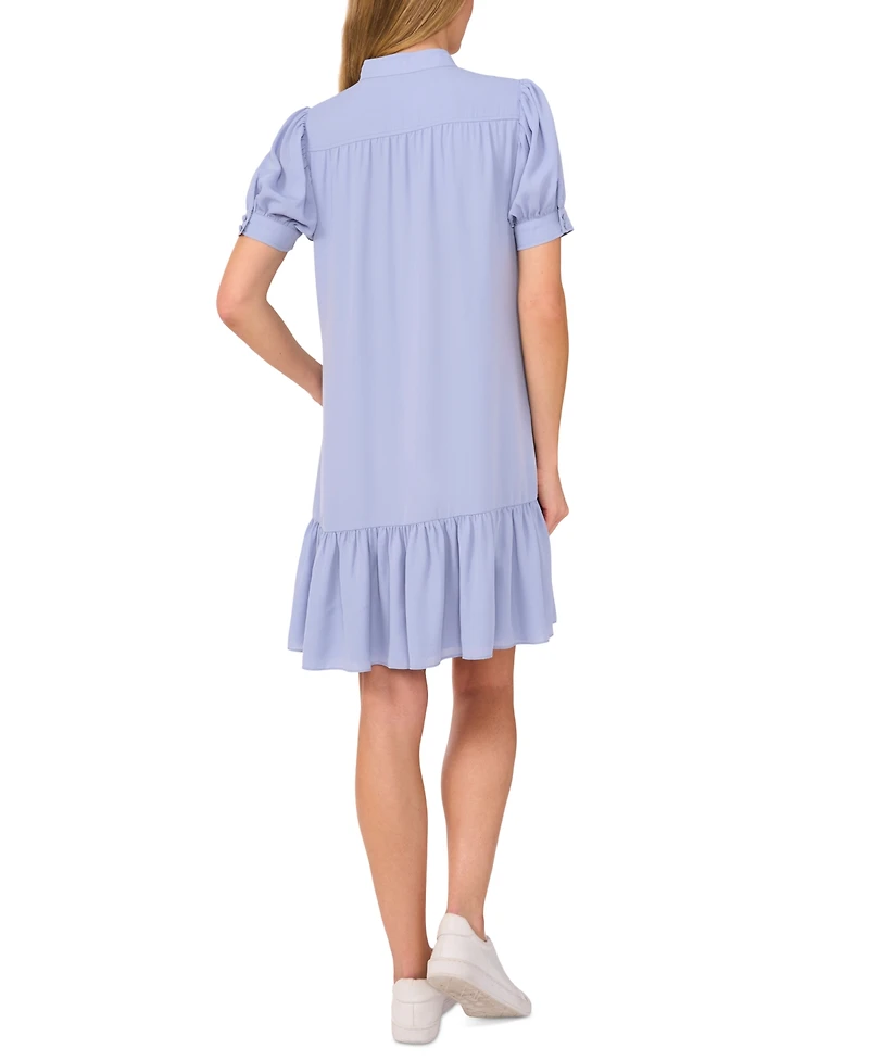CeCe Women's Open Collar Hidden Placket Dress