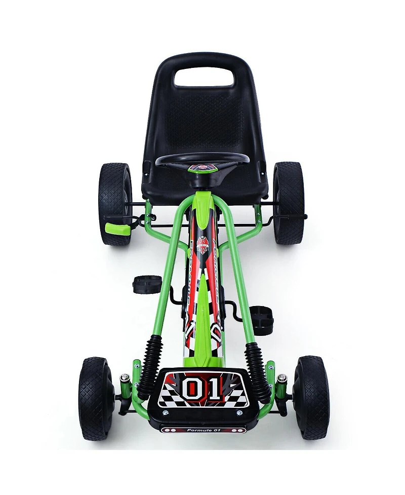 Hongge 4 Wheels Kids Ride On Pedal Powered Bike Go Kart Racer Car Outdoor Play Toy