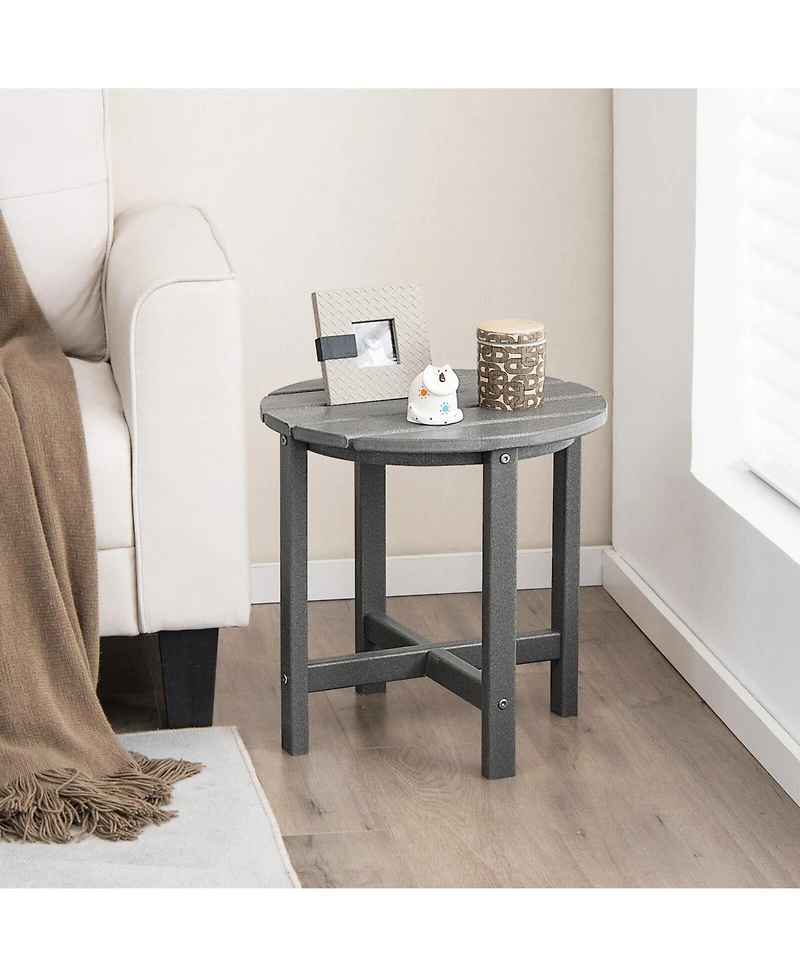 Sugift 18 Inch Round Weather-Resistant Adirondack Side Table-Gray