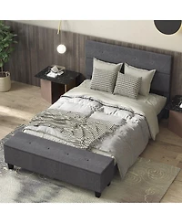 Sugift Full Upholstered Bed Frame with Ottoman Storage-Full Size