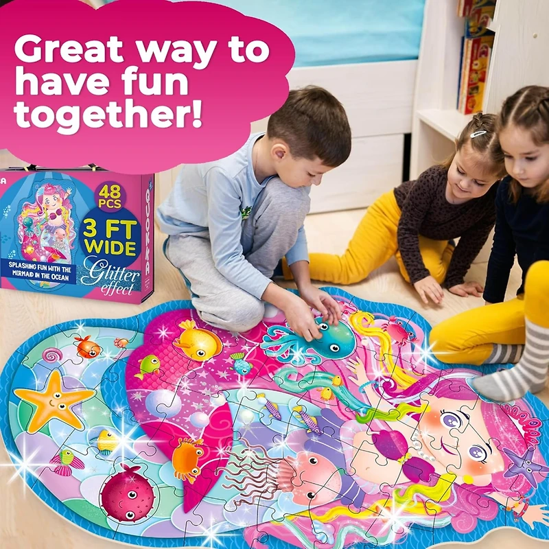 Quokka 2x3 Feet Giant Shaped Glitter Floor Puzzles for Kids Ages 3-5