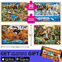 Quokka 4x36 Realistic Wooden Montessori Puzzles for Kids Ages 4-6