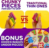 Quokka 3xSET Chunky Wooden Puzzles for Toddlers 1-3 - Numbers Alphabet Shapes