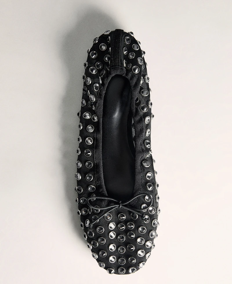 Mango Women's Studded Mesh Ballerina Shoes