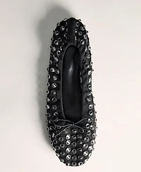 Mango Women's Studded Mesh Ballerina Shoes