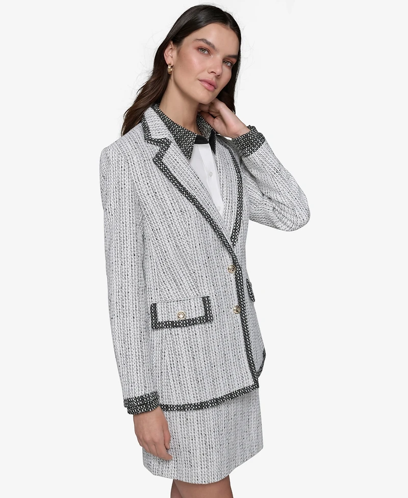 Karl Lagerfeld Paris Women's Two-Tone Tweed Blazer
