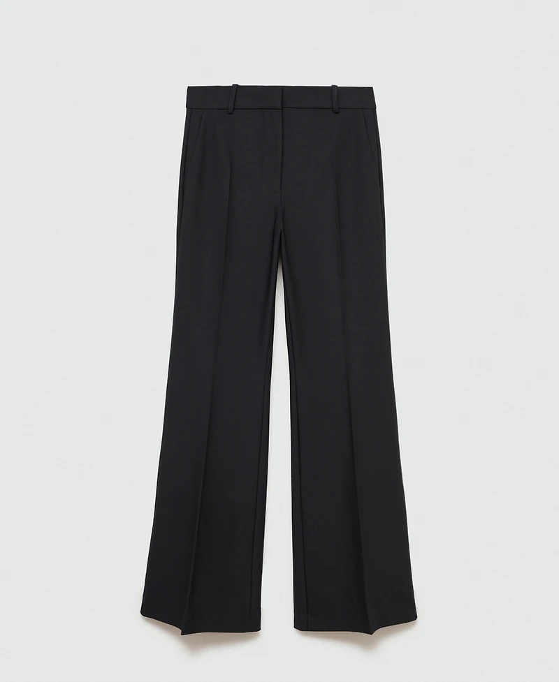 Mango Women's Mid-Rise Flared Trousers