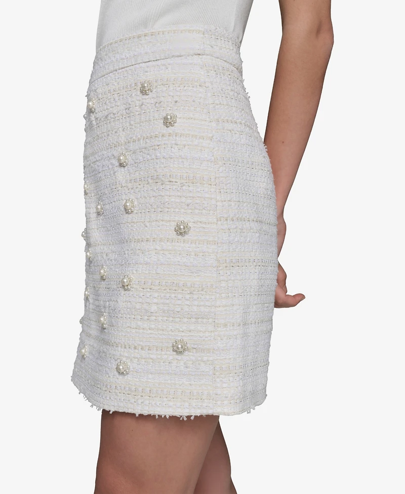 Karl Lagerfeld Paris Women's Embellished Tweed Skirt