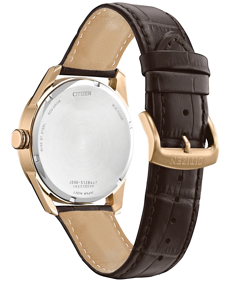 Citizen Eco-Drive Men's Brown Leather Strap Watch 42mm