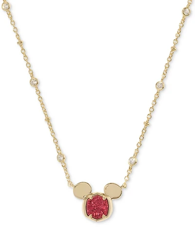 Disney | Kendra Scott 14k Gold-Plated Cubic Zirconia & Stone Mickey Mouse 14" Adjustable Pendant Necklace