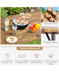 Sugift 6-Person Outdoor Patio Dining Table Set with 2 Inch Umbrella Hole