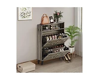 gaomon Shoe Cabinet Storage for Entryway, Hidde Large Capacity Freestanding Shoe Organizer with 2 Flip Drawers, Adjustable Shelf, Narrow Farmhouse Sho