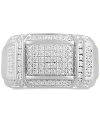 Men's Diamond Cluster Ring (1/2 ct. t.w.) in 18k Yellow Gold-Plated Sterling Silver (Also in Sterling Silver)