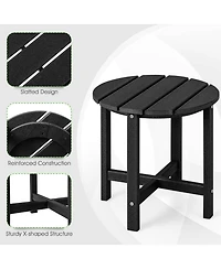 Sugift 18 Inch Round Weather-Resistant Adirondack Side Table-Black