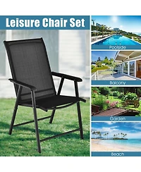 Sugift 4-Pack Patio Folding Chairs Portable for Outdoor Camping-Black