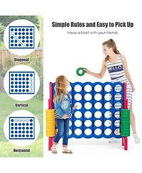 Sugift Jumbo 4-to-Score Giant Game Set with 42 Jumbo Rings and Quick-Release Slider-Red