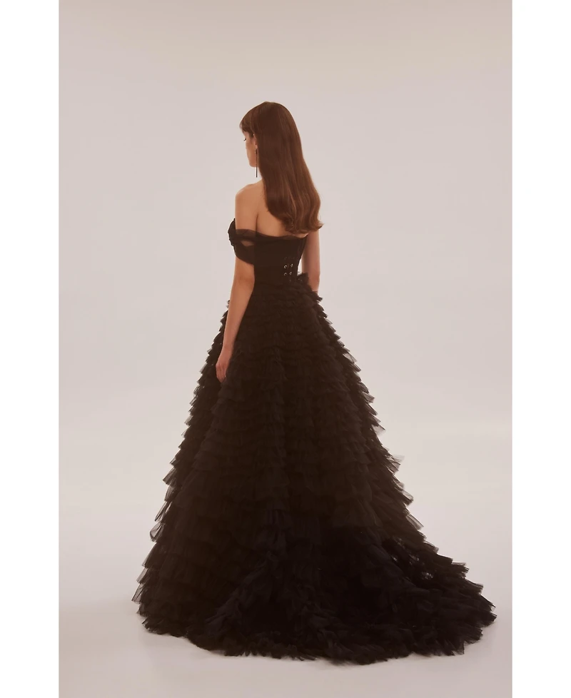 Milla Women's Timeless One-Shoulder Frill-Layered Ball Gown