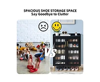 gaomon Shoe Cabinet with Glass Doors, 5-Tier Entryway Shoe Organizer Storage Rack with Large Storage and Adjustable Shelves for Hallway, Living Room,