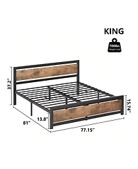 gaomon Bed Frame With Headboard, Industrial Platform Bedframe No Box Spring Needed