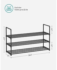 Songmics Home 10 Tier Shoe Shelf with Metal Frame & Non-Woven Fabric Shelves, Black