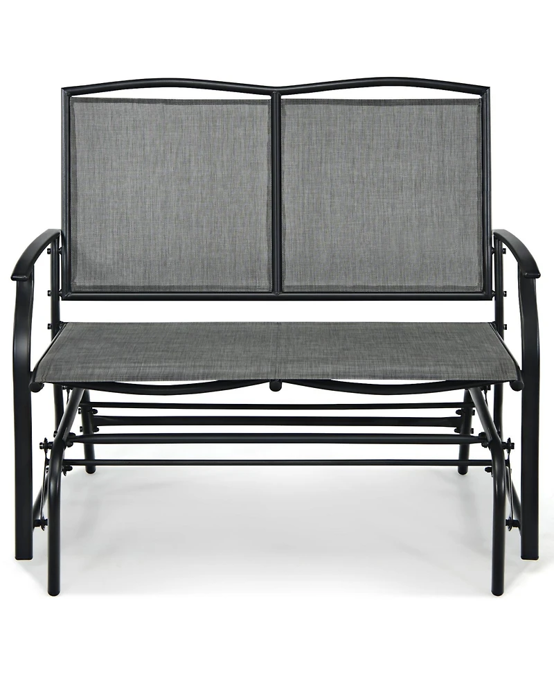 Sugift Iron Patio Rocking Chair for Outdoor Backyard and Lawn-Gray