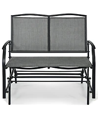 Sugift Iron Patio Rocking Chair for Outdoor Backyard and Lawn-Gray