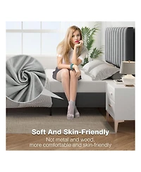 gaomon Platform Bed Frame With Adjustable Velvet Upholstered Headboard, Mattress Foundation With Wooden Slat Support, No Box Spring Needed