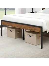gaomon Full/Queen Bed Frame, Bed Frame With Wooeden Headboard And Footboard, Platform Bed Frame With Underbed Storage Space, Rustic Country Style