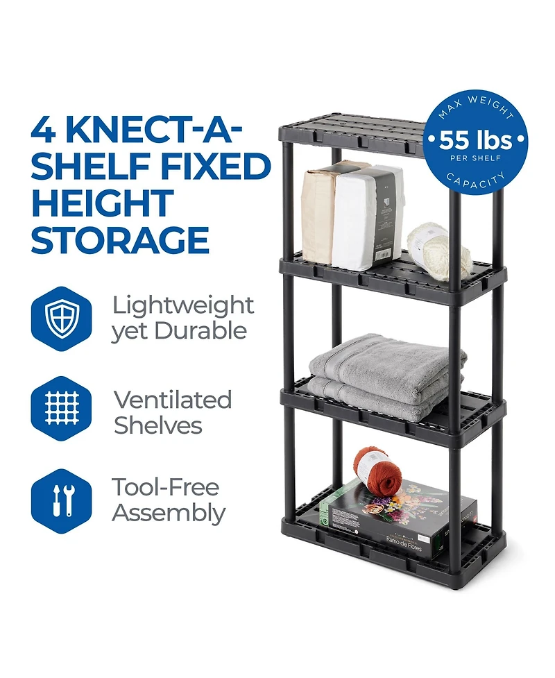 Gracious Living 4 Shelf Knect-a-Shelf Fixed Height Ventilated Light Duty Storage