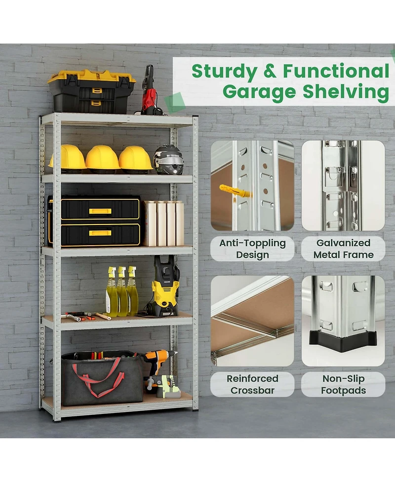 5 Tier Adjustable Garage Shelving Unit with 2000 lbs Max Load for Warehouse