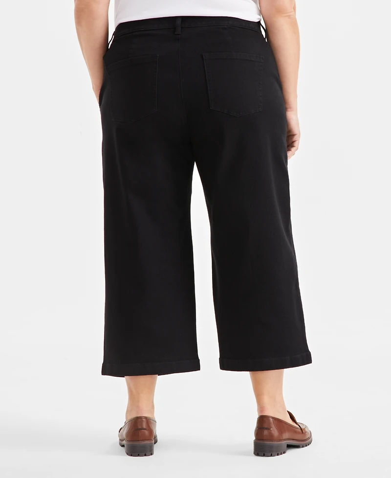 Style & Co Plus Wide-Leg Cropped Jeans, Exclusively at Macy's