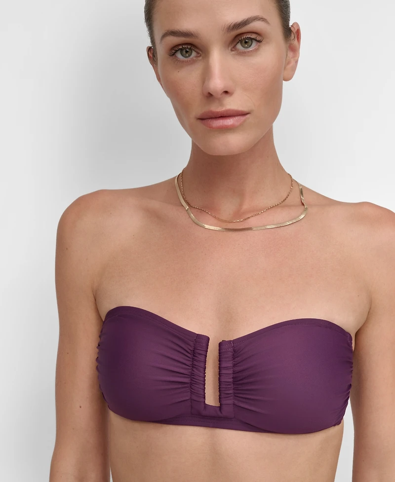 Dkny Women's Shirred U-Wire Bandeau Bikini Top