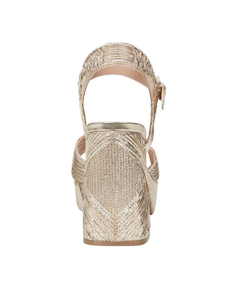Marc Fisher Women's Seleny Metallic High Block Heel Platform Sandals