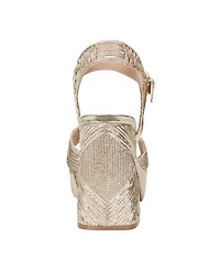 Marc Fisher Women's Seleny Metallic High Block Heel Platform Sandals