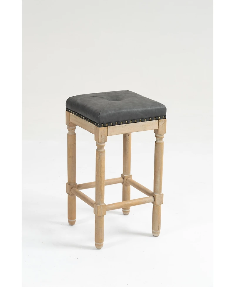 Streamdale Tufted 26INCH stools Wooden counter stools set of 2